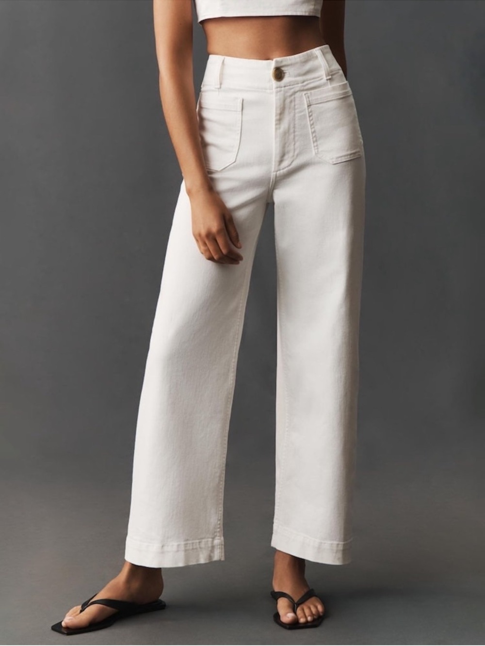 Maeve White High-Rise Wide-Leg Jeans